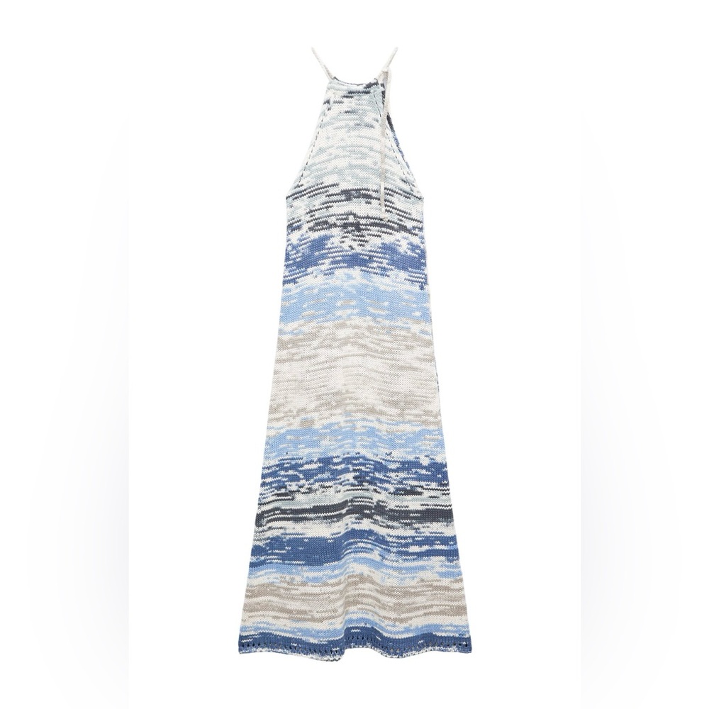 Zara Blue and Gray Patterned Dress